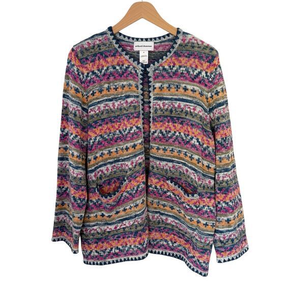 Alfred Dunner Chelsea Market Multi Texture Stripe Cardigan Size‎ M - Picture 1 of 8